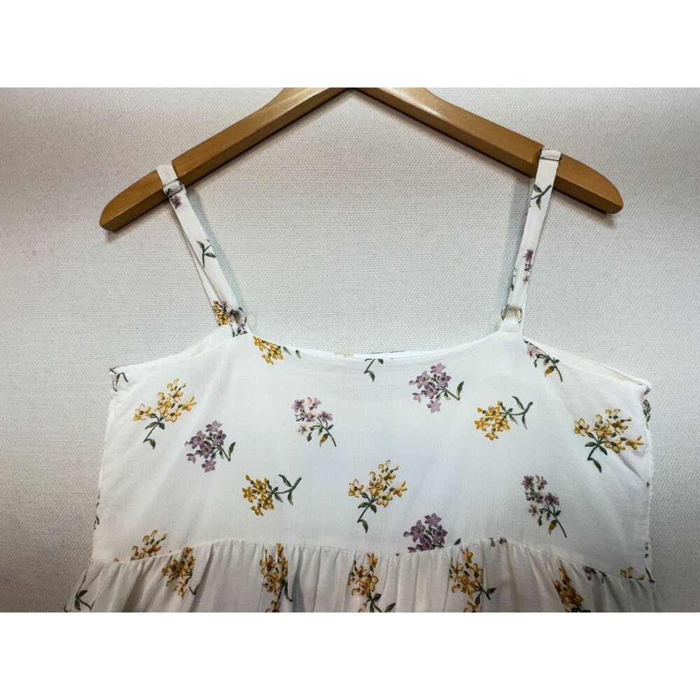 Hollister Co. Women's Cami Top Summer Size L White Floral Lightweight Sleeveless - Picture 7 of 8